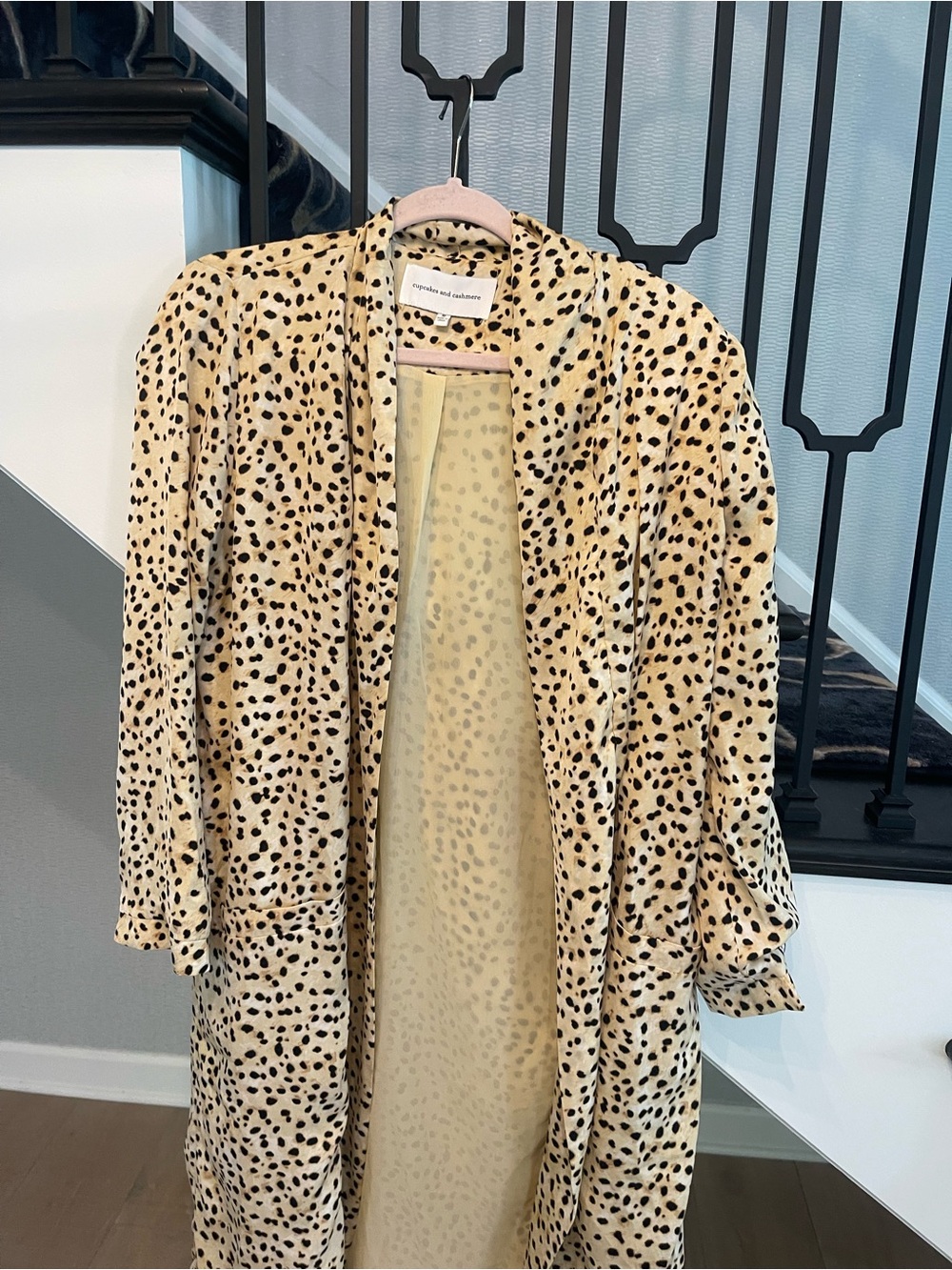 cupcakes & cashmere Leopard Print Duster - Beige and Black